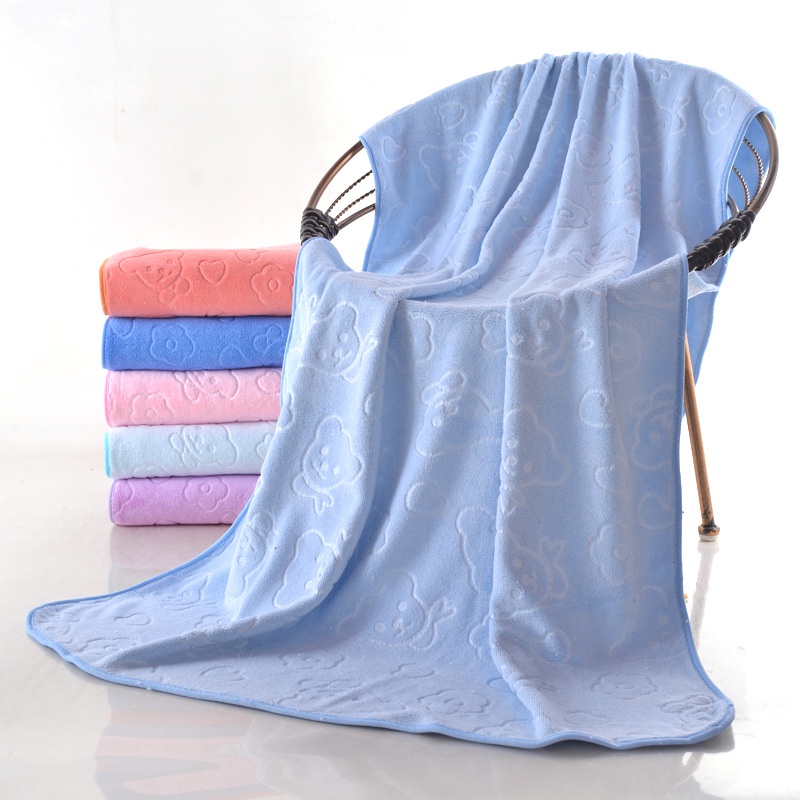 Jumbo Size towel รุ่นจัมโบ้ อัดลายรูปหมี ขนาด100x180 ซม.