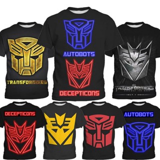 เสื้อยืดแขนสั้นลําลอง พิมพ์ลายกราฟิก Transformers Optimus Prime Megatron ขนาดใหญ่ แฟชั่นฤดูร้อน สําหรับเด็ก_11