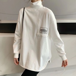 [พร้อมส่ง] เสื้อยืดแขนยาว คอสูง ผ้ากํามะหยี่ สไตล์เกาหลี เยอรมัน พลัสไซซ์ สําหรับผู้หญิง