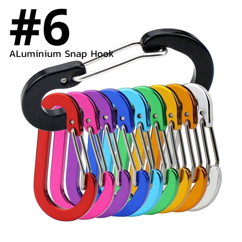 #6 คาราไบเนอร์อลูมิเนียมอัลลอยด์ #6 Aluminum Alloy Snap Hook Carabiner รุ่น CV#6