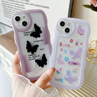Casing For iPhone 15 14 13 12 11 Pro Xs max Mini 7 8 6 6S Plus X XR 14ProMax 13promax 12promax 11promax 6+6S+ 7+ 8+ Candy Flower Butterfly Wavy Edge Round Lens Airbag Shockproof Clear Soft Phone Case Cover STB 23