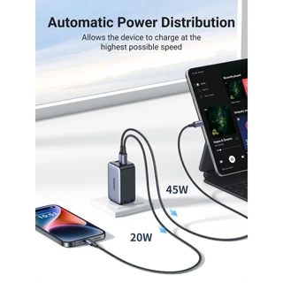 UGREEN GaN 65W USB C Charger Quick Charge QC4.0 QC PD3.0 PD USB-C Type C Fast USB Charger สําหรับโทรศัพท์ 13 Pro Max Macbook