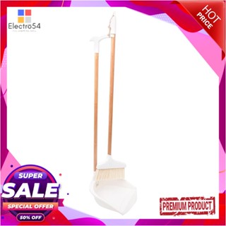 BROOM ชุดไม้กวาดพร้อมที่โกยผงพับได้ ACCO MOKU 8 นิ้ว สีขาวBROOM SET ACCO MOKU 8" WHITE