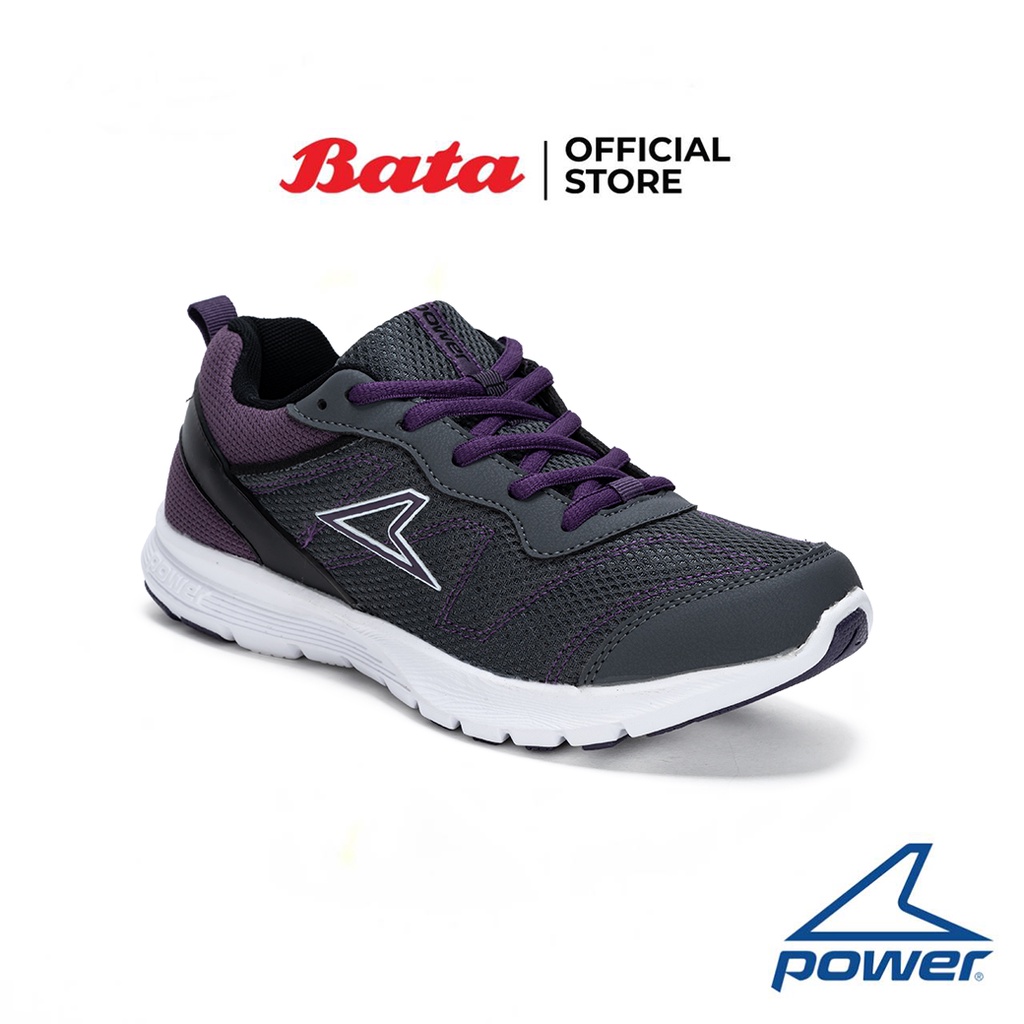 Bata บาจา ยี่ห้อ Power รองเท้าผ้าใบออกกำลังกายแบบผูกเชือก รองรับน้ำหนักเท้าได้ดี สำหรับผู้หญิง รุ่น Wave Nomad สีเทาเข้ม 5382009