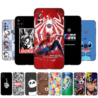 เคสโทรศัพท์มือถือ ซิลิโคนนิ่ม Tpu ป้องกัน ปิดด้านหลัง ลายการ์ตูน แฟชั่น สีดํา สําหรับ Motorola Moto G10 G20 G30 G 10 20 30