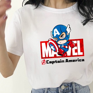 MARVEL Captain America Print T Shirt Women Short Sleeve O Neck T Shirt Black White Fashion Streetwear_04