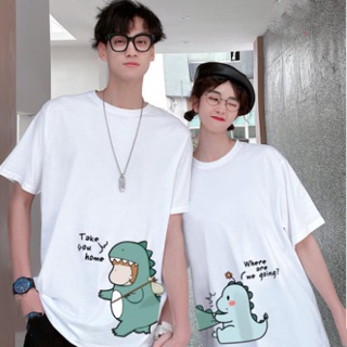 Women blouse Korean version of the new cotton couples cartoon print loose-fitting college style short sleeve T-shir_02