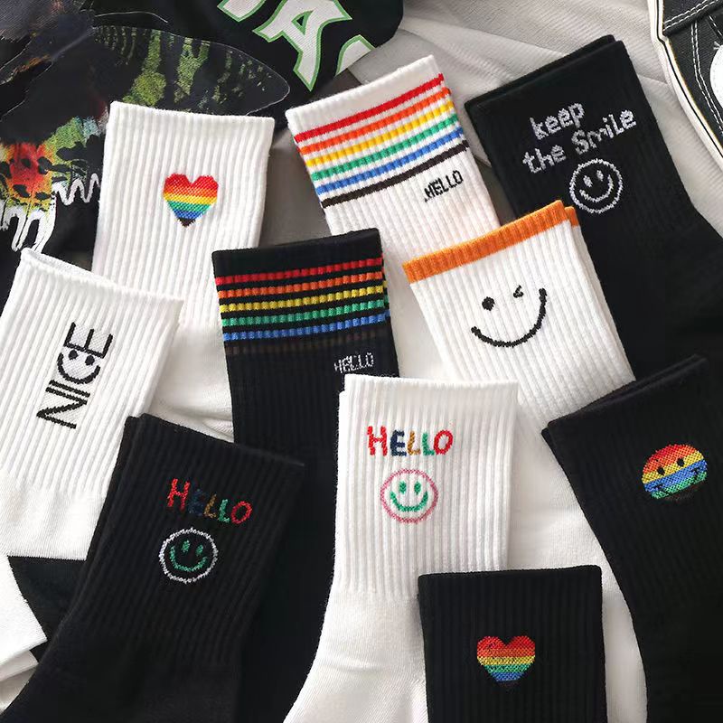 ถุงเท้าผ้าฝ้าย แฟชั่นสไตล์เกาหลีน่ารัก