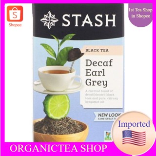 ชา Stash Tea, Black Tea, Decaf Earl Grey, 18 Tea Bags ชาดำ​ ชาเพื่อสุขภาพ💚พร้อมส่ง💜