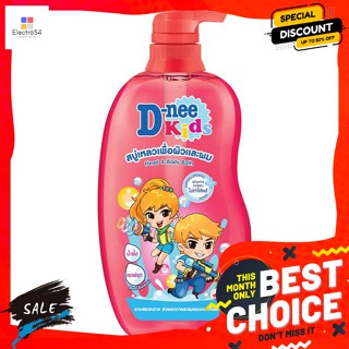 D-Nee(ดีนี่) ดีนี่ คิดส์ สบู่เหลวเพื่อผิวและผม กลิ่นเรด กัมมี่ 600 มล. D-nee Kids Liquid Soap for Skin and Hair Red Gumm