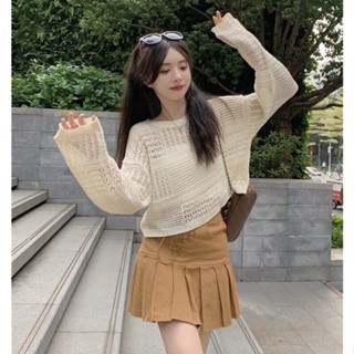 🍓 เสื้อไหมพรมถัก แขนยาว คอกลม สายเกาหลีสุดๆ สินค้าพร้อมส่ง ( 98201 )