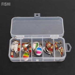 Fishi 10 ชิ้น/ล็อต Rotating Spinner Fishing Lure ช้อนโลหะล่อเหยื่อยากพร้อมกล่อง Treble Hooks