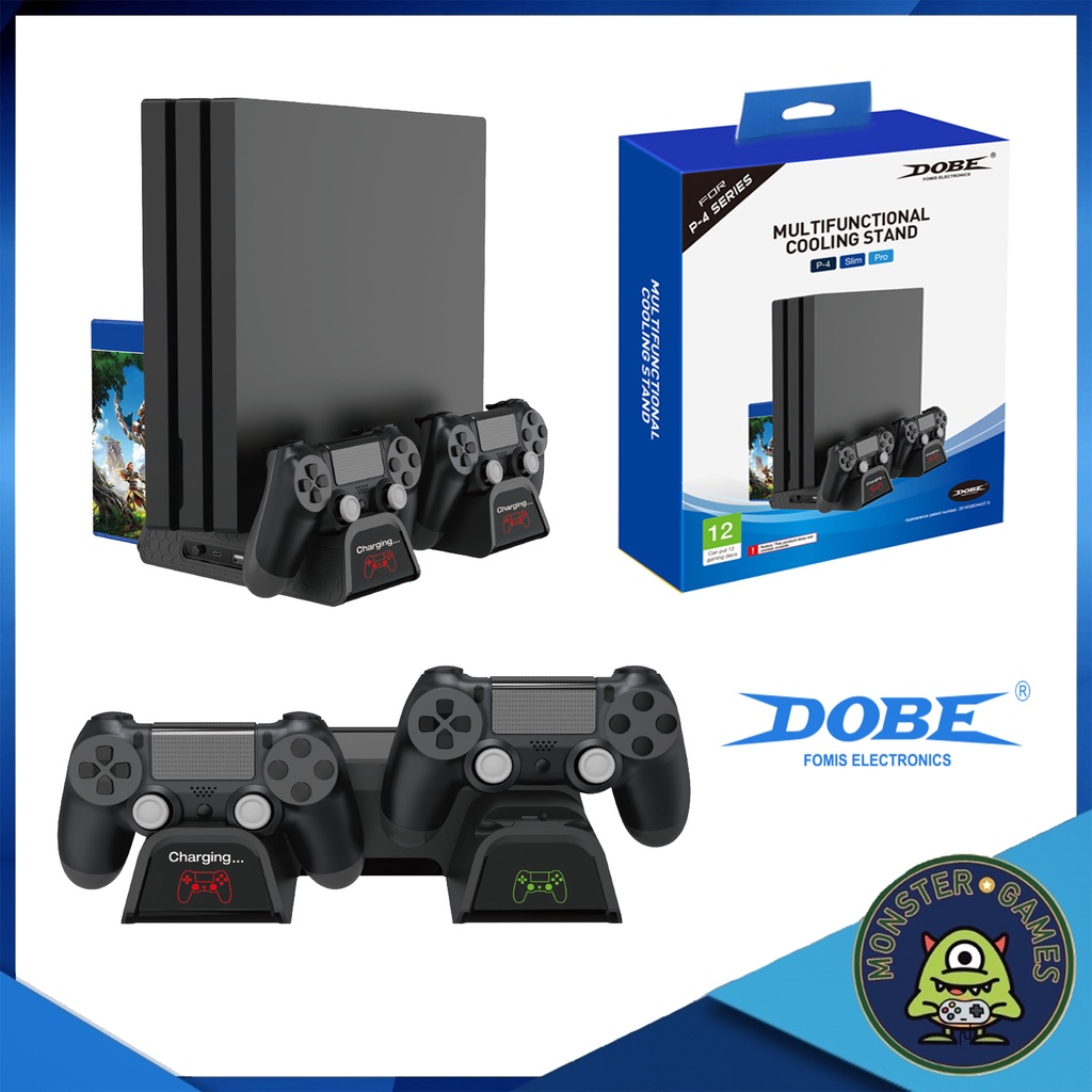 Dobe ขาตั้งเครื่อง Ps4 Pro/Slim มีไฟบอกสถานะการชาร์จจอย (Stand for Ps.4)(ขาตั้ง ps4 3 in 1)(ขาตั้งPS4)(PS4 Stand)