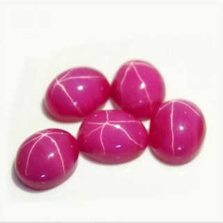 พลอยสตาร์ Synthetic RUBY  Pink Star sapphire Oval ลิลลี่สตาร์ สีแดงเนื้อขุ่น ไข่ 8x10 - 13x18