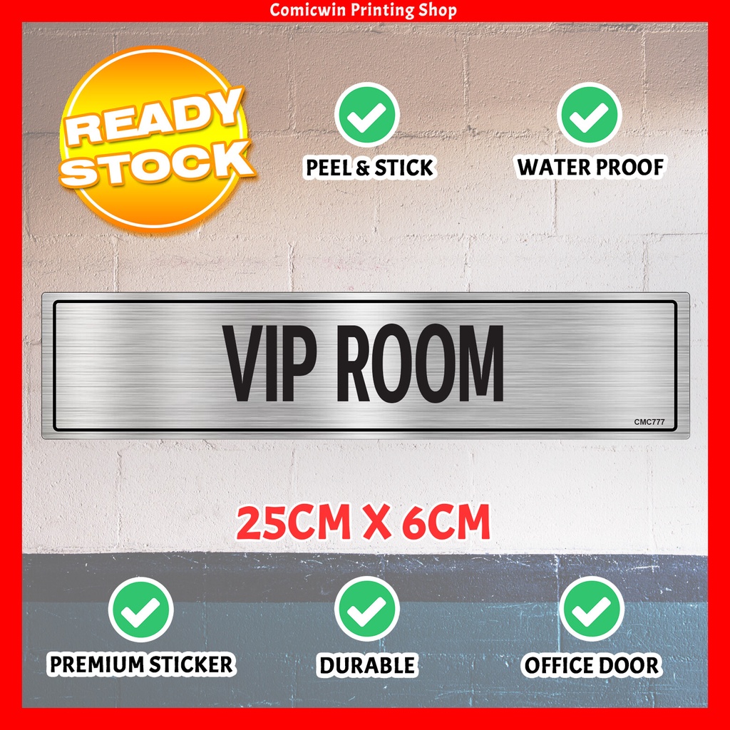 CMC777 Room Tag สติ๊กเกอร์เงินพิเศษ (25 x 6 ซม.) VIP Room