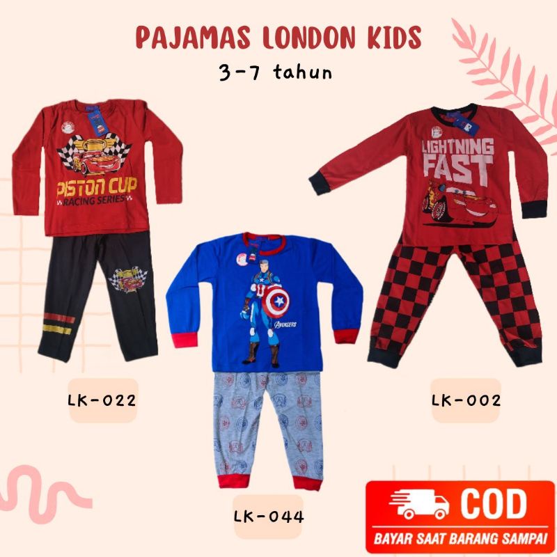 LONDON เด็กนําเข้าชุดยาวสําหรับ BOYS AGED 3-7 ปีแบรนด์ SLEEPINGWEAR WITH CAR PICTURES และ CAPTAIN AM