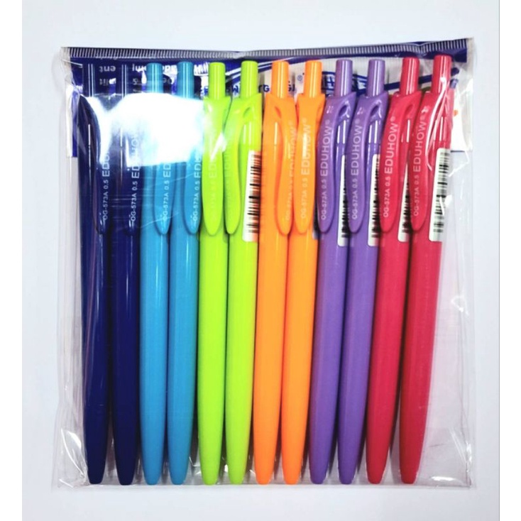 ปากกาลูกลื่น แบบกด EDU OG-573A หมึกน้ำเงิน 0.5 mm (12 ด้าม)​