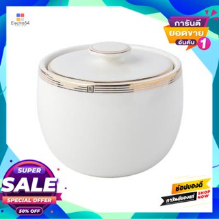 Porcelain โถน้ำตาลพอร์ซเลน Qualitier รุ่น La Sagesse ขนาด 0.2 ลิตร สีขาว-ขอบทองqualitier Porcelain Sugar Bowl, Model La