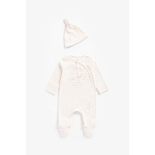 Mothercare Love Mummy Organic-Cotton All In One And Hat Set ZA349 เชตเสื้อผ้าเด็กทารก