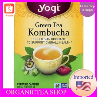 Yogi Tea, Organic, Green Tea Kombucha, 16 Tea Bagsชาสมุนไพร ชาเขียว ชาออแกนิค ชาเพื่อสุขภาพ ชาโยคี​💚พร้อมส่ง💜