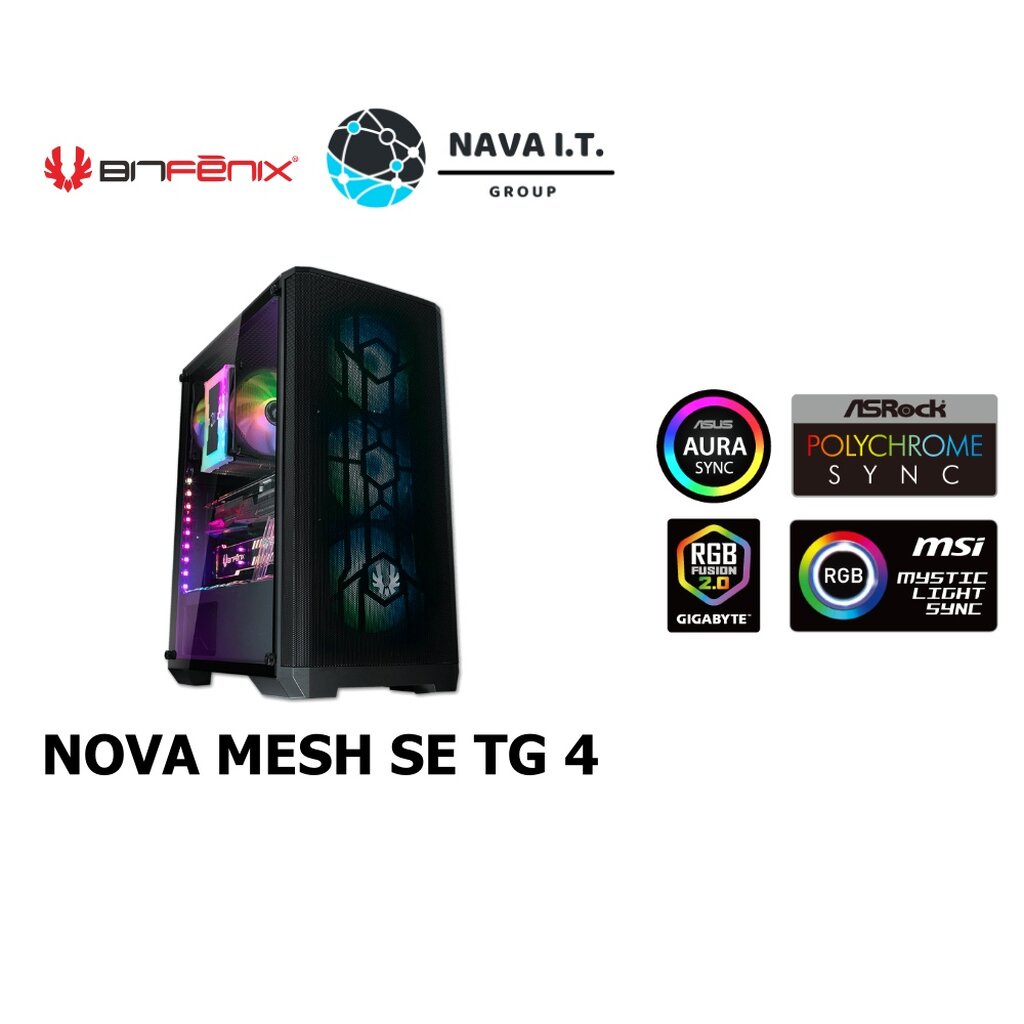 ⚡️กรุงเทพฯด่วน1ชั่วโมง⚡️ CASE (เคสเกมมิ่ง)BITFENIX NOVA MESH SE TG 4 ARGB BLACK ประกัน 1ปี