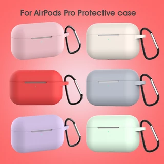 เคสซิลิโคน สีพื้น พร้อมคาราบิเนอร์ สําหรับ Airpods 4 3 2 1 Pro 2