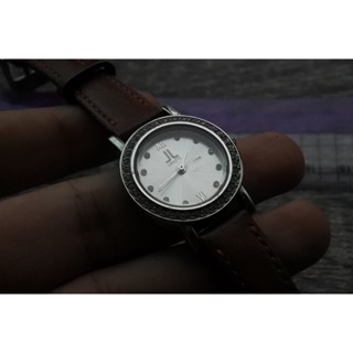 นาฬิกา Vintage มือสองญี่ปุ่น LANCETTI ระบบ QUARTZ ผู้หญิง ทรงกลม กรอบเพชร หน้าเทา หน้าปัด 27mm