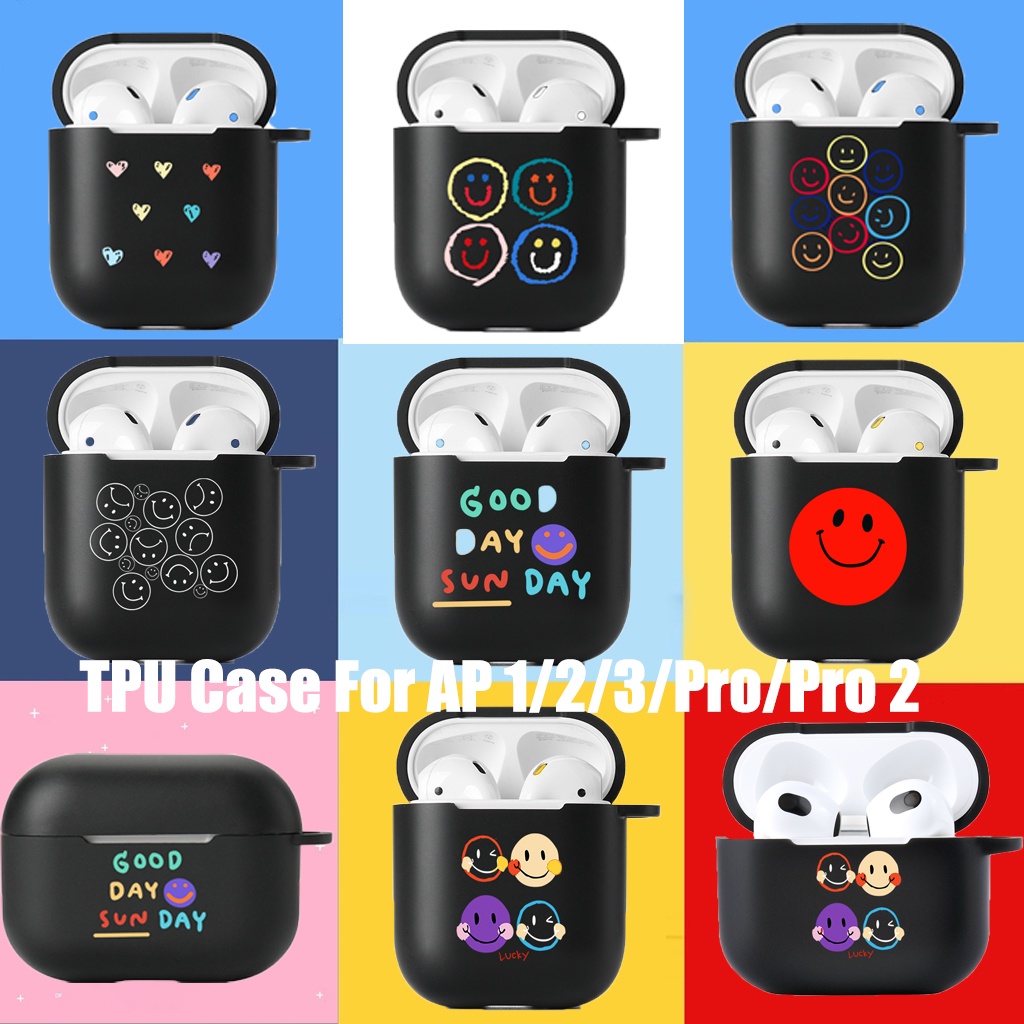 ส่งไว TPU การ์ตูนสีดำ เคส For Airpods Pro2 1 2 3 Pro 2022 ไร้สายบลูทูธหูฟัง Inpods TWS i9s i11 i12 Gen 1/2 3 กรณี