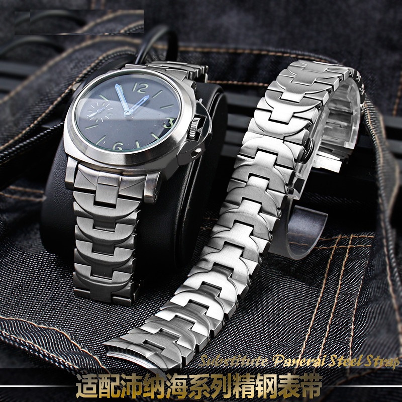 สายนาฬิกาข้อมือ เหล็กแข็ง คุณภาพสูง 24 มม. สําหรับ Panerai PAM Luminor 44 มม.