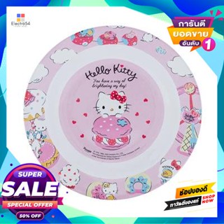 Melamine จานเมลามีนทรงลึก คิตตี้ มายเดย์ Superware รุ่น P 304-9 ขนาด 9 นิ้ว สีขาว - ชมพูdeep Melamine Plate Kitty My Day