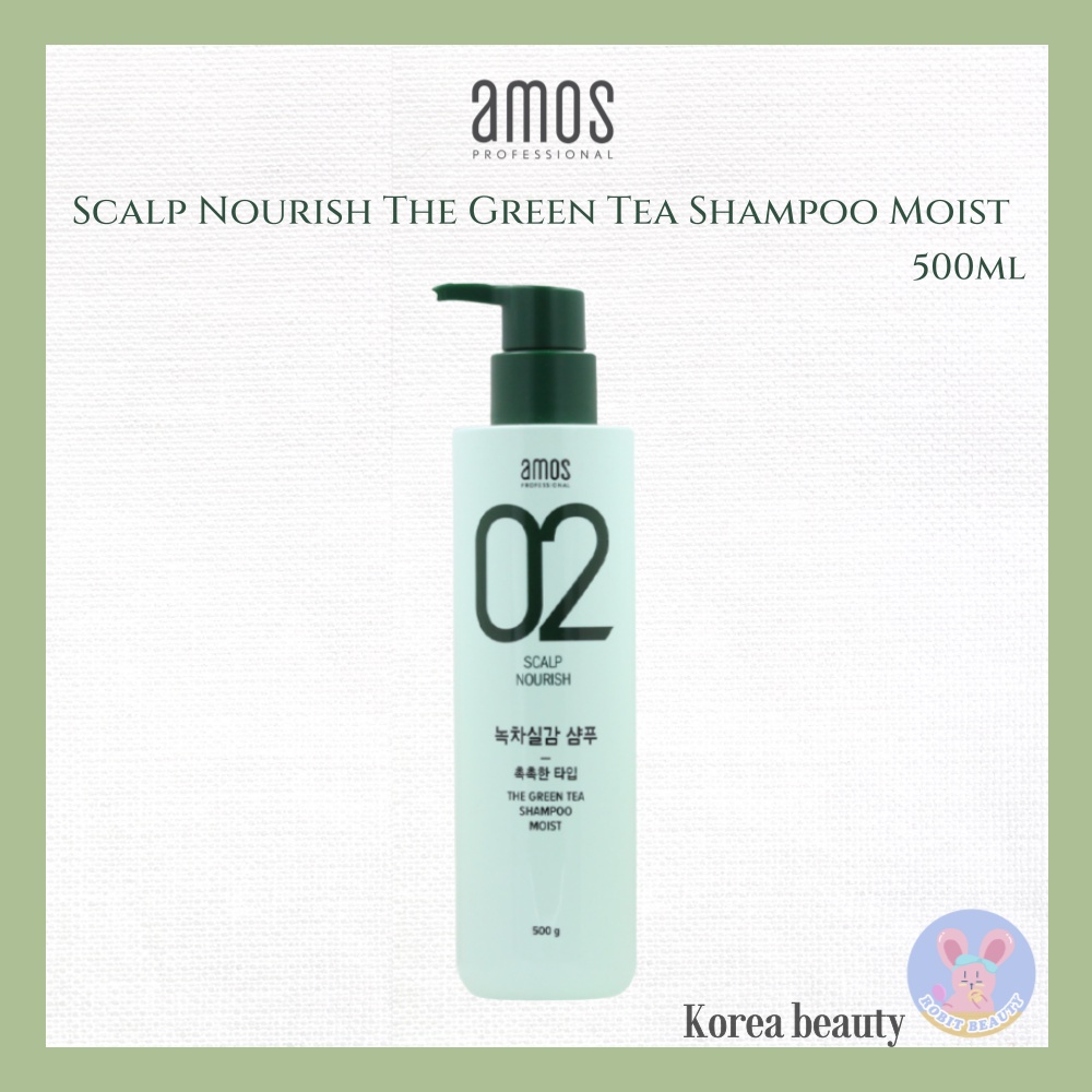 [amos] Scalp Nourish The green tea shampoo Moist 500 มล. แชมพูผมร่วง / ป้องกันผมร่วง / เซรั่มลดผมร่วง / เอโม่ / เอมอส มืออาชีพ / แชมพูชาเขียว / แชมพูชาเขียว amos