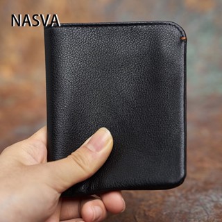 นาสวา ชั้นแรก หนังวัว กระเป๋าสตางค์ผู้ชายย้อนยุคขนาดเล็กสุภา…