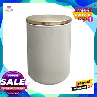 Jar ขวดโหลเซรามิกทรงกระบอกฝาสุญญากาศ Kassa Home รุ่น 15D115G-1Gy ขนาด 14 X 14 X 17.8 ซม. สีเทาvacuum Jar Ceramic Cylindr