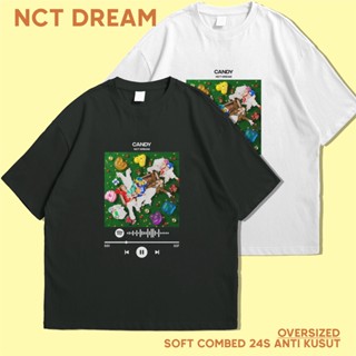 เสื้อยืดผ้าฝ้าย แขนสั้น พิมพ์ลายศิลปินเกาหลี Spotify Nct Dream Candy Combed 24s โอเวอร์ไซซ์ พรีเมี่ยม สําหรับทุกเพศ_09