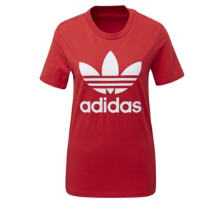 adidas ไลฟ์สไตล์ เสื้อยืด Trefoil ผู้หญิง สีแดง FM3302