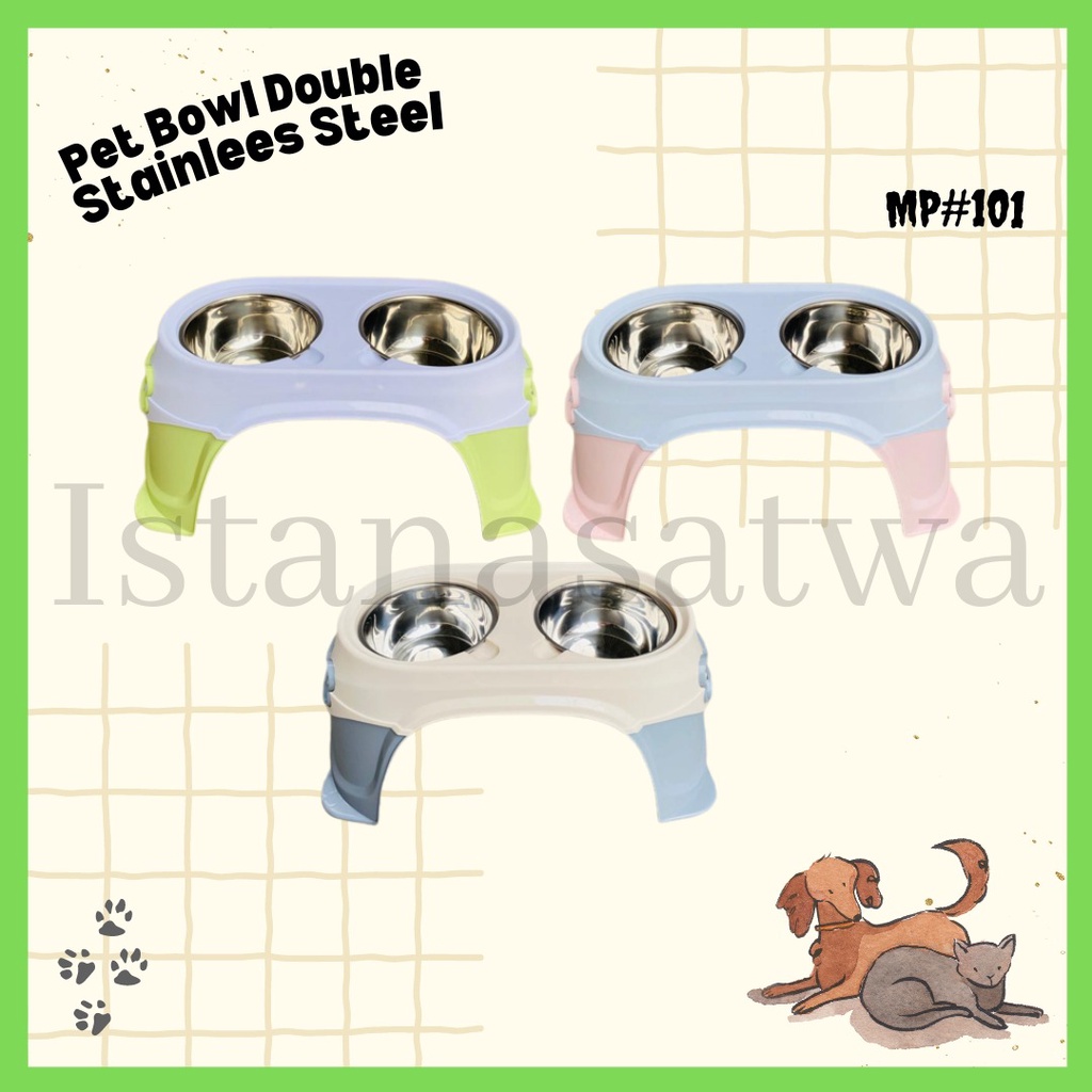 MP101 เครื่องให้อาหารสัตว์สแตนเลสคู่พร้อมขา