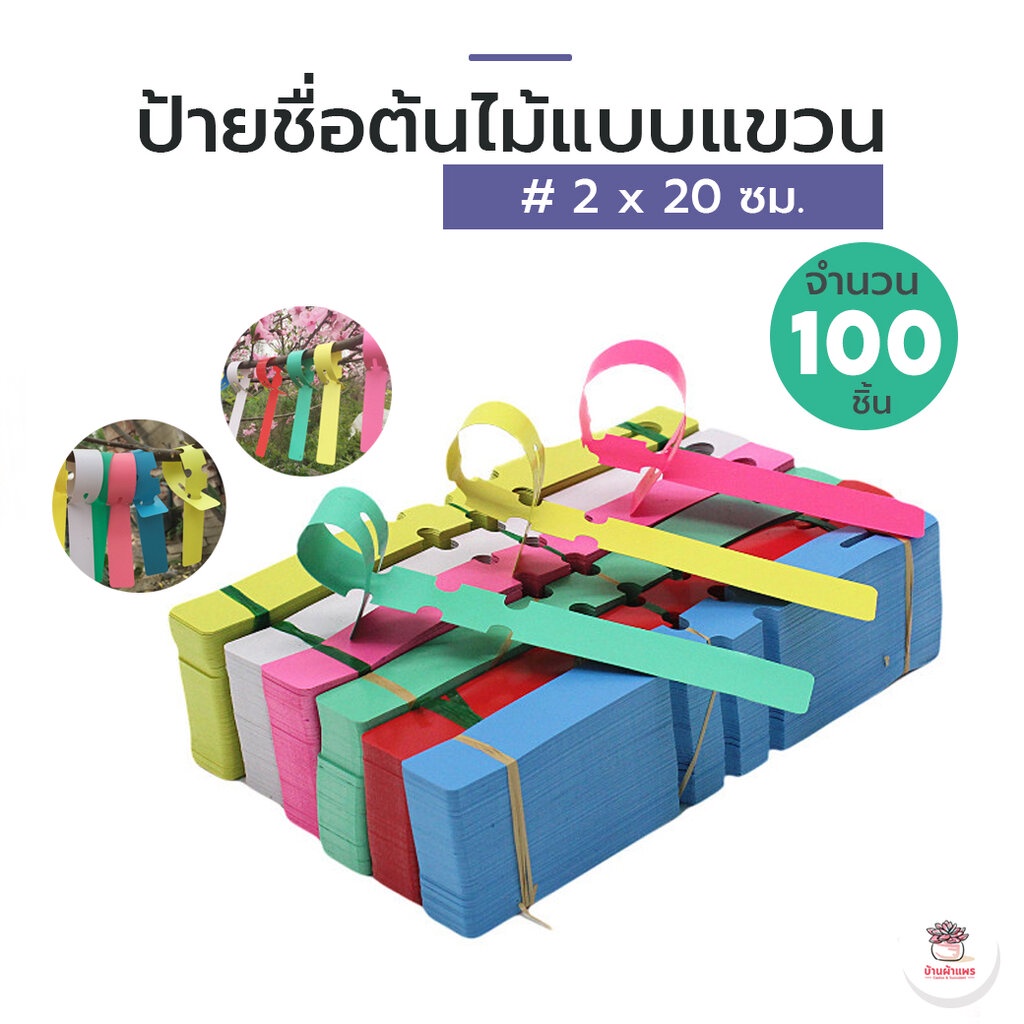 [ 100 ชิ้น ] ป้ายชื่อต้นไม้แบบแขวน 2 x 20 ซม. ป้ายชื่อแบบคล้องกิ่งไม้ ป้ายชื่อพลาสติก