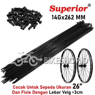 ซี่ล้อรถจักรยาน ขนาดเล็ก 26 นิ้ว 14 กรัม X 262 มม. สีดํา สําหรับรถจักรยานเสือภูเขา | คุณภาพสูง