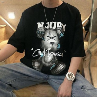 ❀⊙๑ผู้ชาย T เสื้อ Street หลวม Hip Hop ขนาดใหญ่ 5XL เสื้อพิมพ์เสื้อยืดแขนสั้น Tide ยี่ห้อครึ่งเกาหลีรอบคอเสื้อ