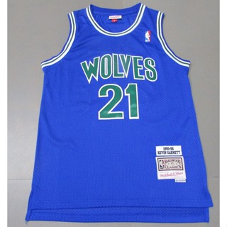 ลดกระหน่ํา NBA Minnesota Timberwolves สําหรับผู้ชาย #21 เสื้อกีฬาบาสเก็ตบอล ปักลาย Kevin Garnett สีฟ้า CEailp73CFjakm86