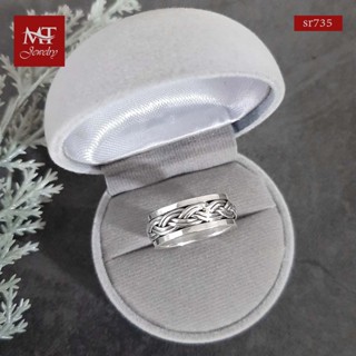 MT แหวนเงินแท้ ลายเปีย แบบหมุนได้ งานรมดำ ไซส์: 56 Solid 925 Sterling Silver Ring (sr735) MT Jewelry มณีธารา