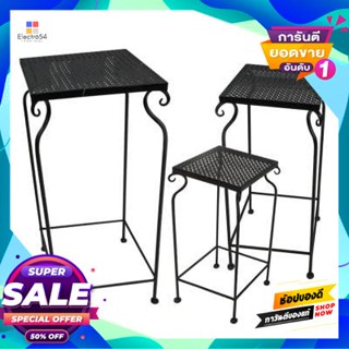 Garden โต๊ะข้างตกแต่งสวน รุ่น JF170724 (ชุด 3 ชิ้น) สีดำ Garden decoration side table FONTE Model JF170724 (Set 3 Pcs.)