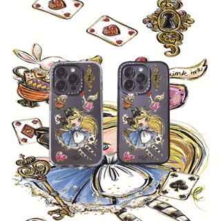 Casetify X Alice in Wonderland เคสอะคริลิค TPU ใส ขอบขาวดํา โลโก้แกะสลัก สําหรับ Apple IPhone 11 12 13 14 Pro Max