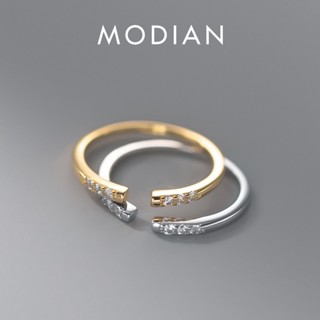 Modian แหวนเงินแท้ 925 สีทอง เรียบง่าย ปรับได้ วางซ้อนกันได้ เครื่องประดับ สําหรับผู้หญิง ของขวัญ