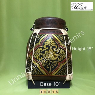 กระติบล้านนา ลายพรีเมียม สีน้ำตาล ทอง 10 x18” Premium handicrafts Lanna bamboo kratip brown golden