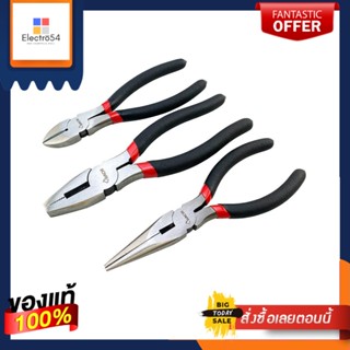 PLIERS ชุดคีม HACHI 6 นิ้ว แพ็ก 3 ชิ้น สีดำ-แดงPLIERS SET HACHI 6IN 3PCS BLACK-RED