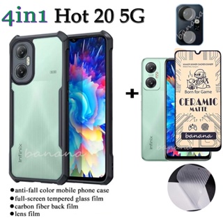 4IN1 Infinix HOT 20i HOT 20 20S Free Fire HOT20 5G HOT 20 Play Luxury Square Edges Plating Back TPU Soft Case