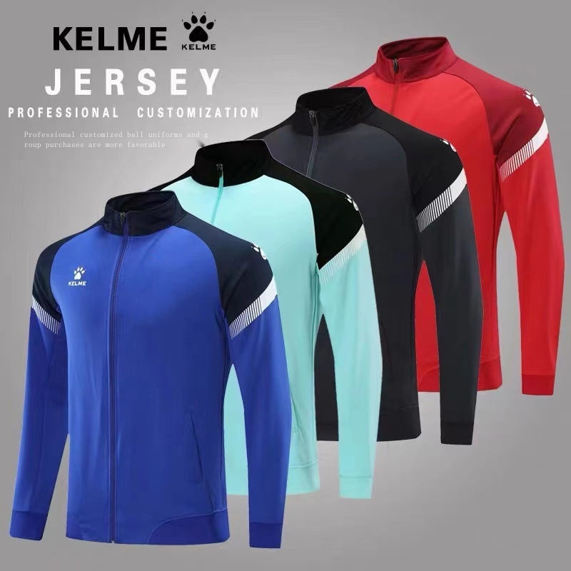 KELME เสื้อแจ็คเก็ตผู้ชายฟิตเนสวิ่งกีฬาชุดลําลองแขนยาวชุดสูทกลางแขนการปรับแต่ง