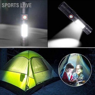  Sports Love ไฟฉายแบบชาร์จ USB ไฟฉายทำงานแม่เหล็กแบบพกพาขนาดเล็ก Zoomable LED ไฟฉายทำงานสำหรับกิจกรรมกลางแจ้ง