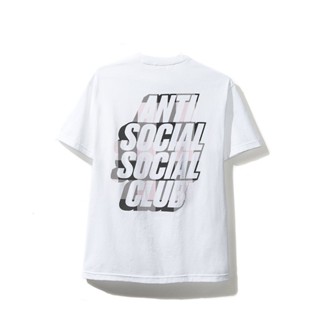 Anti Social Social Club Blocked Pink Plaid White Teeเสื้อยืดแขนสั้น